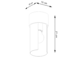 Miniaturka 8 - Schemat wymiarów kinkieta sufitowego białego z obrotowym kloszem