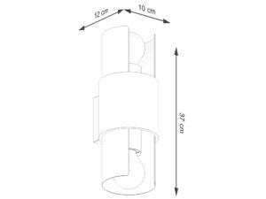 Miniaturka 9 - Schemat wymiarów kinkieta białego dwupunktowego z obrotowymi kloszami