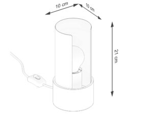 Miniaturka 9 - Schemat wymiarów lampki nocnej białej z obrotowym kloszem