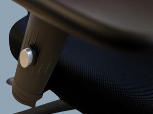 Miniaturka 2 - Fotel biurowy ergonomiczny detal przycisku regulacji podłokietnika zbliżenie
