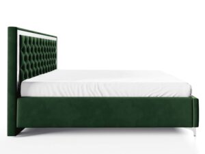 Miniaturka 7 - Łóżko glamour zielone z pikowanym zagłówkiem ze srebrną ramą profil