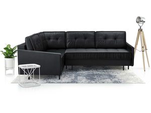 Miniaturka 23 - Grafitowy narożnik welurowy w kształcie L lewy z lampą aranżacja