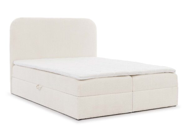 Łóżko kremowe z zaokrąglonym zagłówkiem eleganckie