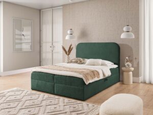 Miniaturka 20 - Łóżko w kolorze butelkowej zieleni z zaokrąglonym zagłówkiem