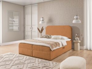 Miniaturka 19 - Łóżko brązowe z zaokrąglonym zagłówkiem eleganckie