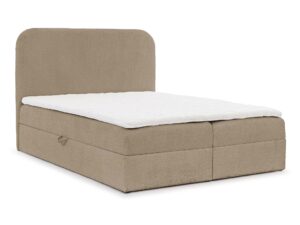 Miniaturka 6 - Beżowe łóżko tapicerowane z łukowym oparciem w boucle