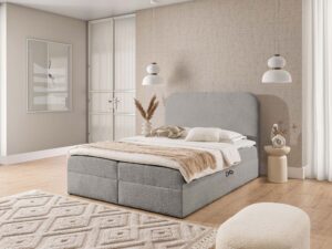 Miniaturka 15 - Łóżko szare z zaokrąglonym zagłówkiem eleganckie