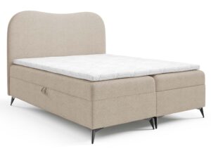 Miniaturka 2 - Łóżko kontynentalne beżowe z zaokrąglonym zagłówkiem i pojemnikiem