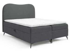 Miniaturka 7 - Grafitowe łóżko kontynentalne z zaokrąglonym zagłówkiem i pojemnikiem