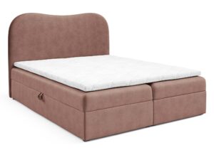 Miniaturka 7 - Różowe łóżko kontynentalne z zaokrąglonym zagłówkiem tapicerowane