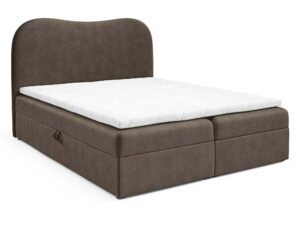 Miniaturka 5 - Brązowe łóżko kontynentalne z zaokrąglonym zagłówkiem