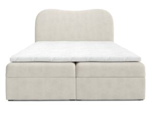 Miniaturka 9 - Kremowe łóżko kontynentalne z zaokrąglonym zagłówkiem