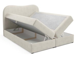 Miniaturka 10 - Łóżko kontynentalne kremowe z otwartymi pojemnikami na pościel