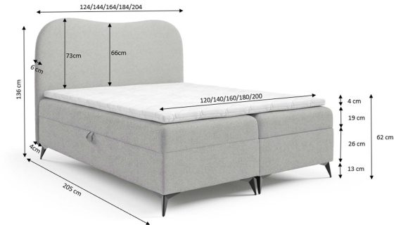 Miniaturka 19 - Loftowe łóżko z pojemnikiem automat sprężynowy Neo