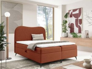 Miniaturka 12 - Ceglaste łóżko kontynentalne z zaokrąglonym zagłówkiem w aranżacji sypialni