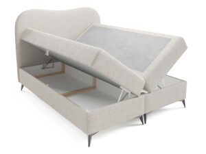 Miniaturka 20 - Kremowe łóżko kontynentalne z otwartymi pojemnikami na pościel