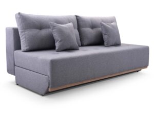 Miniaturka 1 - Sofa trzyosobowa szara tapicerowana z poduszkami oparcia