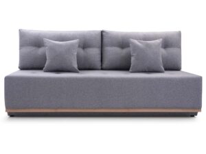 Miniaturka 2 - Szara sofa tapicerowana z drewnianą podstawą widok z przodu