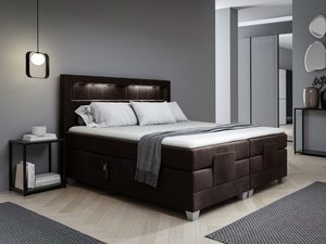 Miniaturka 8 - Brązowe łóżko elektryczne z LED w zagłówku prezentowane w nowoczesnym wnętrzu