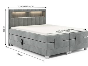 Miniaturka 2 - Schemat wymiarowy łóżka kontynentalnego elektrycznego z podświetlanym zagłówkiem