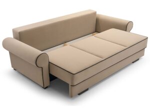 Miniaturka 4 - Rozkładana sofa beżowa z mechanizmem rozkładania i pojemnikiem
