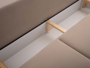 Miniaturka 6 - Pojemnik na pościel sofy beżowej z drewnianą konstrukcją wewnętrzną