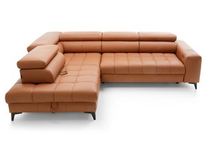 Miniaturka 12 - Narożnik skórzany karmelowy z regulowanymi zagłówkami perspektywa