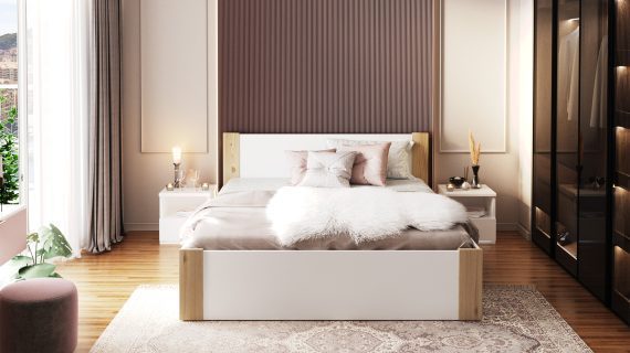 Miniaturka 12 - Łóżko z pojemnikiem białe nowoczesne do sypialni Corner