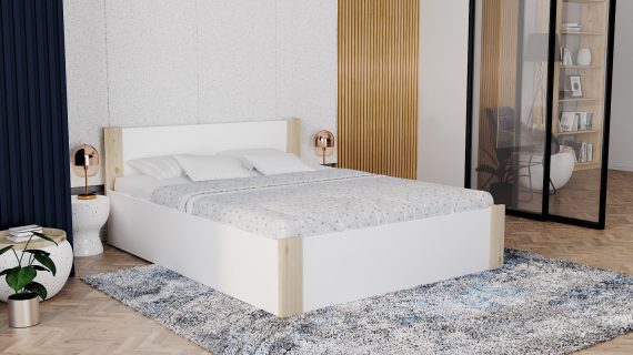 Miniaturka 9 - Łóżko z pojemnikiem białe nowoczesne do sypialni Corner