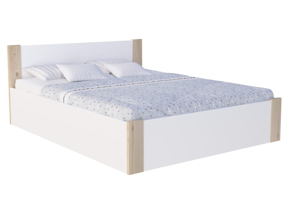 Łóżko z pojemnikiem białe nowoczesne do sypialni Corner