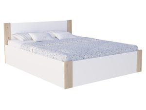 Miniaturka 21 - Łóżko białe z drewnianymi elementami sosnowymi perspektywa