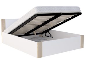 Miniaturka 3 - Białe łóżko z sosną z otwartym pojemnikiem na pościel perspektywa