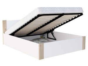 Miniaturka 4 - Łóżko białe z sosną z otwartym pojemnikiem na pościel inna perspektywa