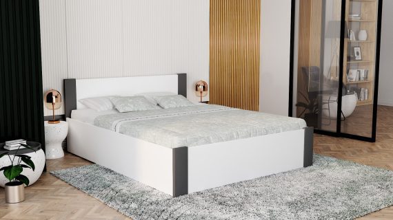 Miniaturka 13 - Łóżko z pojemnikiem białe nowoczesne do sypialni Corner