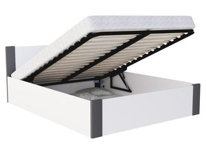 Miniaturka 5 - Łóżko białe z grafitem z otwartym pojemnikiem na pościel perspektywa