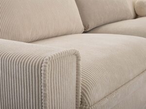 Miniaturka 7 - Detal podłokietnika narożnika kremowego sztruksowego