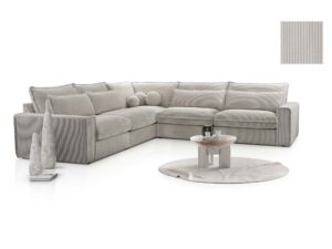 Miniaturka 15 - Duży narożnik sztruksowy jasnoszary z poduszkami dekoracyjnymi