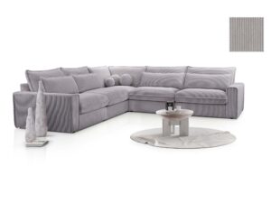 Miniaturka 13 - Narożnik sztruksowy szary modułowy z miękkimi poduszkami