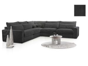 Miniaturka 10 - Narożnik sztruksowy grafitowy ciemny z dekoracyjnymi poduszkami