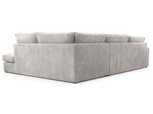 Miniaturka 8 - Szary narożnik sztruksowy z widoczną konstrukcją oparcia