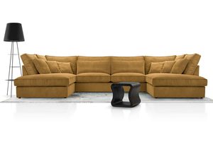 Miniaturka 15 - Zielony narożnik modułowy U z zagłówkami regulowanymi