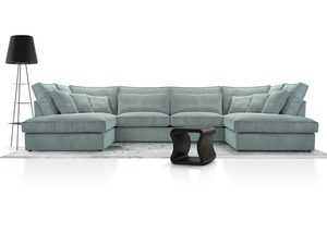 Miniaturka 14 - Narożnik U niebieski tapicerowany w tkaninie Lincoln