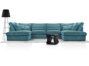 Miniaturka 13 - Granatowy narożnik U z funkcją spania rozkładany