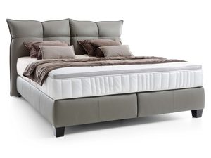 Miniaturka 2 - Łóżko tapicerowane szare z miękkim zagłówkiem widok perspektywiczny