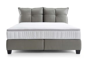 Miniaturka 3 - Szare łóżko tapicerowane z miękkim zagłówkiem widok frontalny