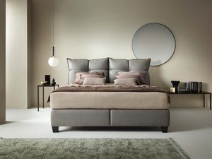 Miniaturka 10 - Łóżko szare tapicerowane z miękkim zagłówkiem w eleganckim wnętrzu