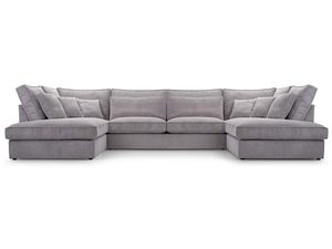 Miniaturka 1 - Beżowy narożnik modułowy U profil z oparciem