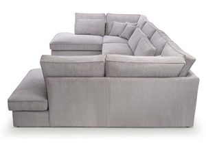 Miniaturka 4 - Beżowy narożnik U z zagłówkami w tkaninie Lincoln