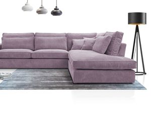 Miniaturka 15 - Fioletowy narożnik mini sztruksowy z miękkimi poduszkami oparcia