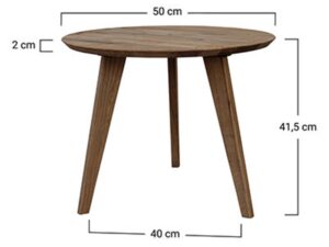 Miniaturka 13 - Okrągły stolik kawowy drewniany dębowy z wymiarami technicznymi